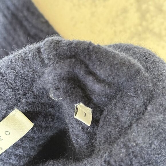 Sandro Oversized Neck Navy Wool Sweater - Picture 4 of 6